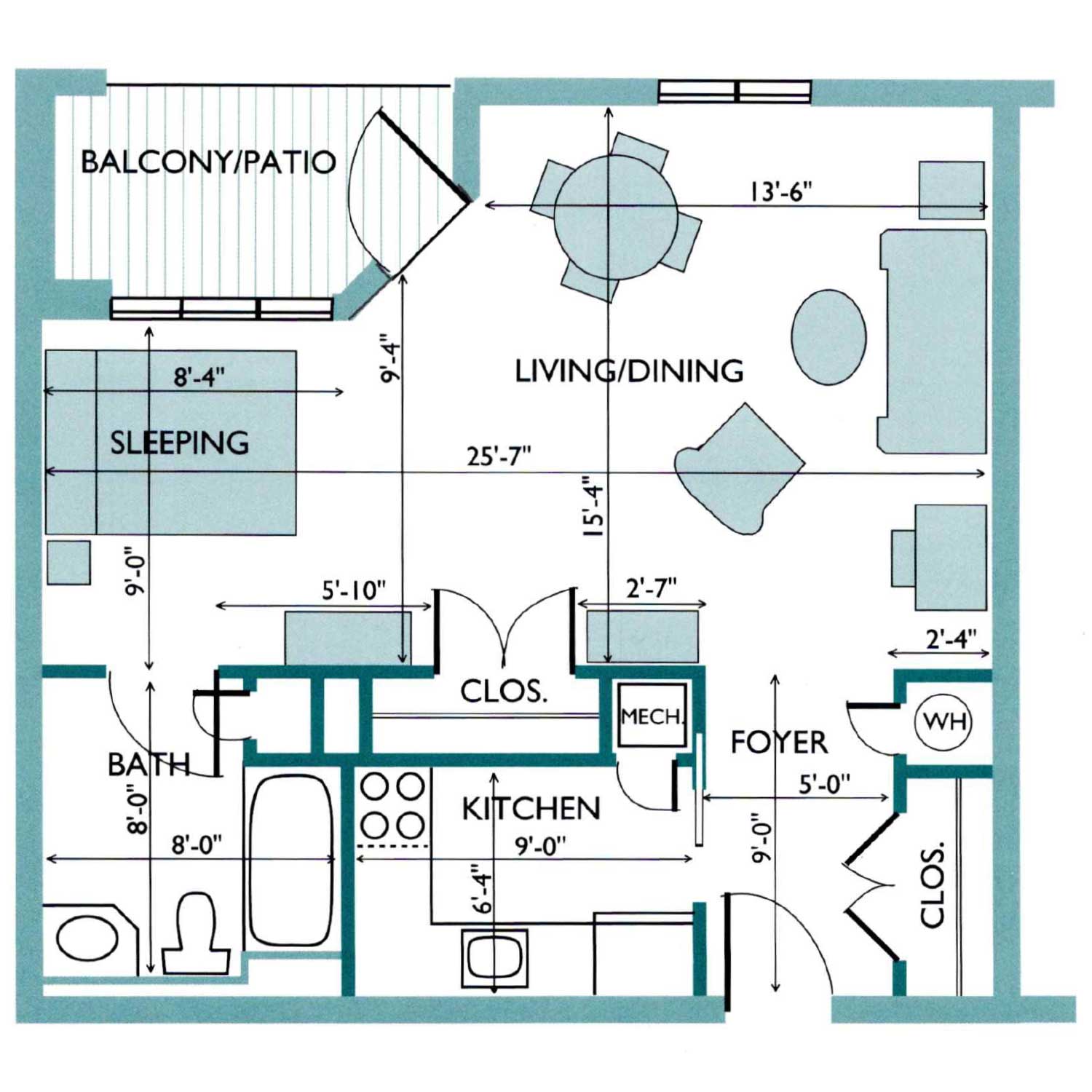 Floor plan of the Elm Westlake Apartment