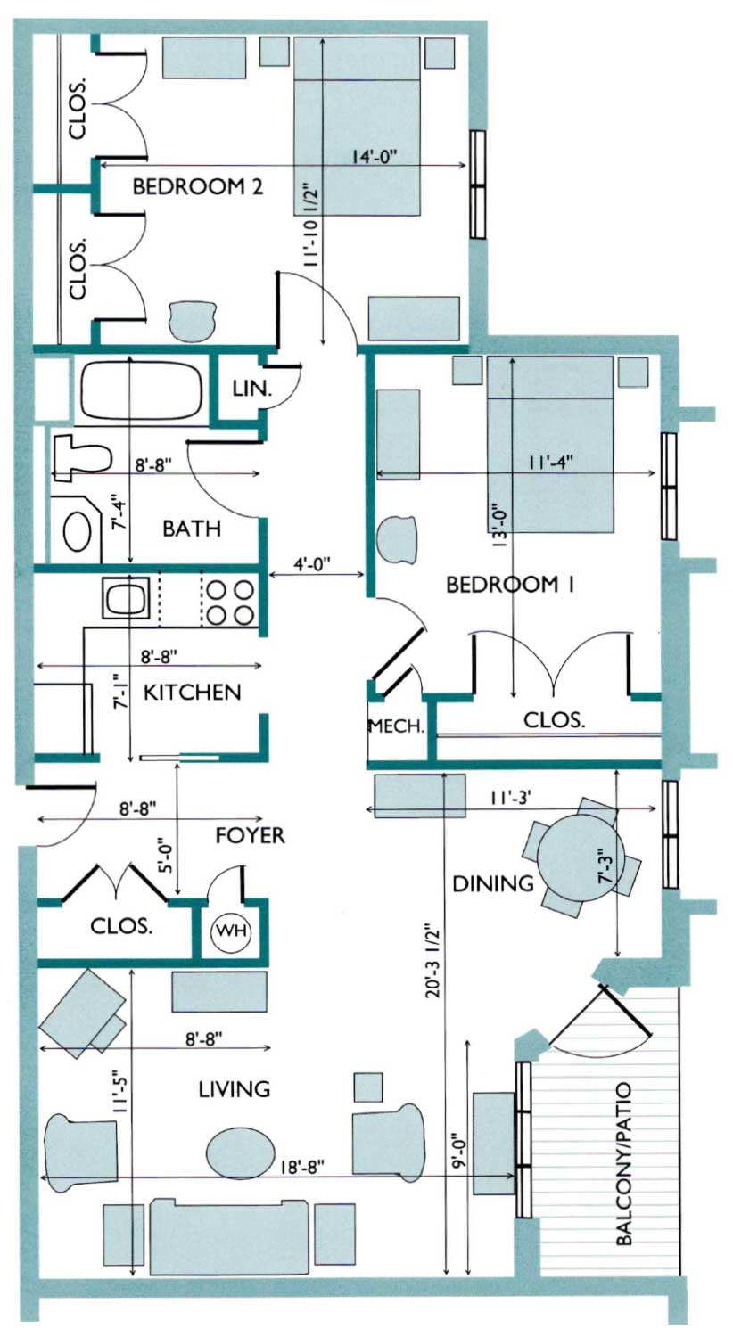 Floor plan of the Gardenia Westlake Apartment