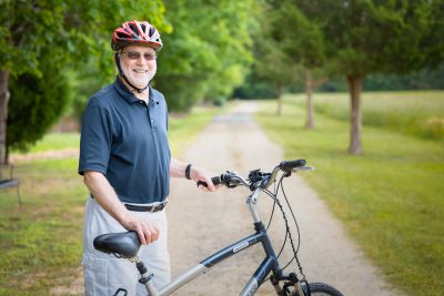 senior on bike