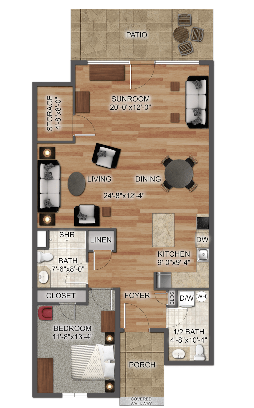 Floor plan of the Birch Deluxe Canterbury Cottage