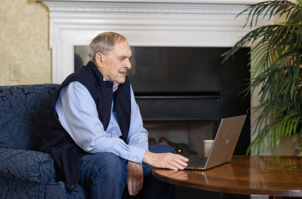 senior man on laptop