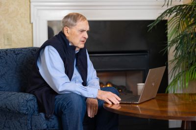 senior man on computer