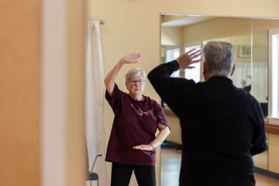 Senior couple doing tai-chi