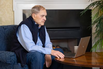 senior man on laptop