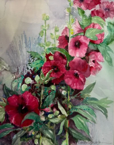 red flower painting
