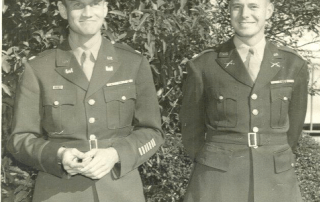 black and white photo of bill and sam orr in uniform