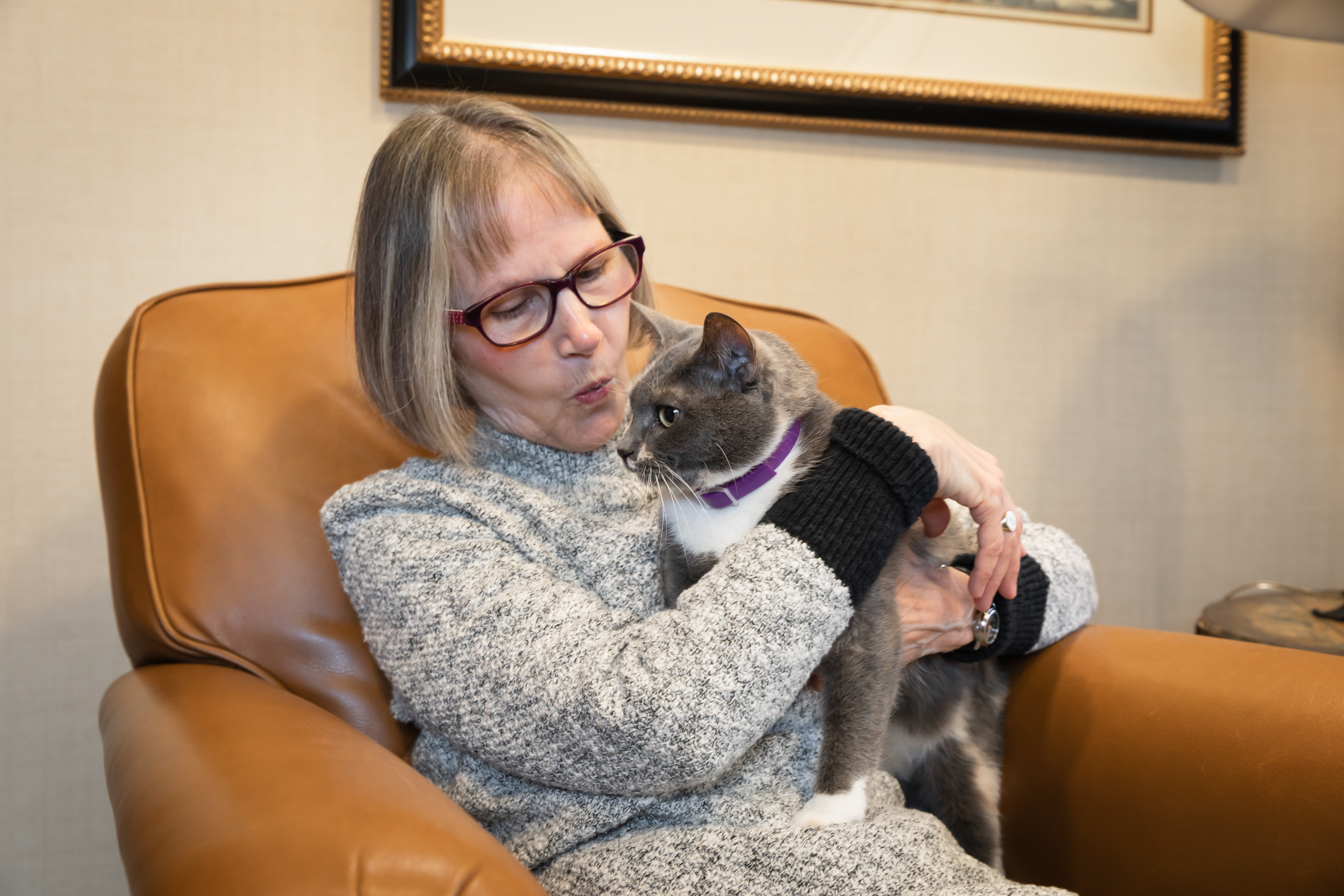 Woman holding cat