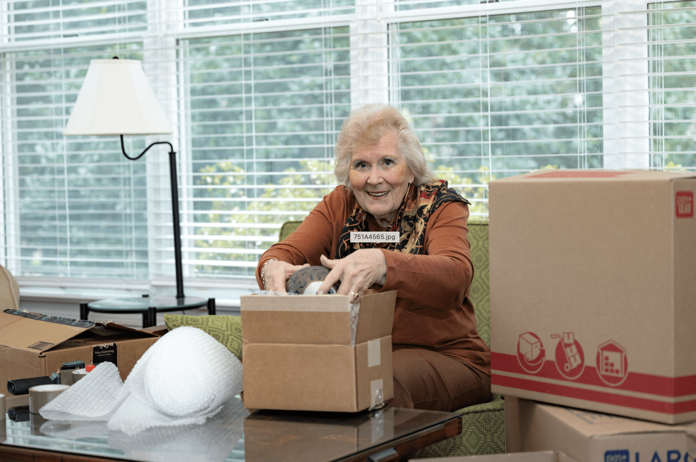 woman with boxes