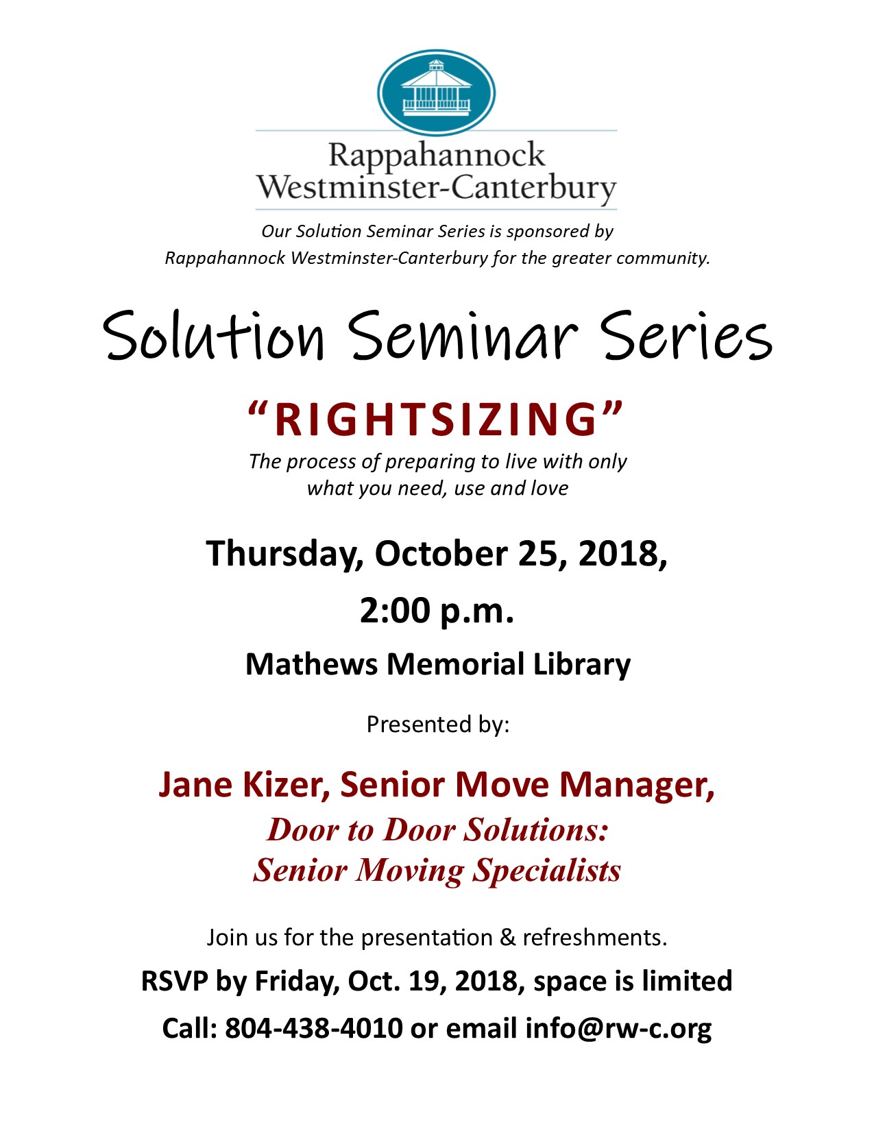 RWC Solution Seminar “RIGHTSIZING” October 25th