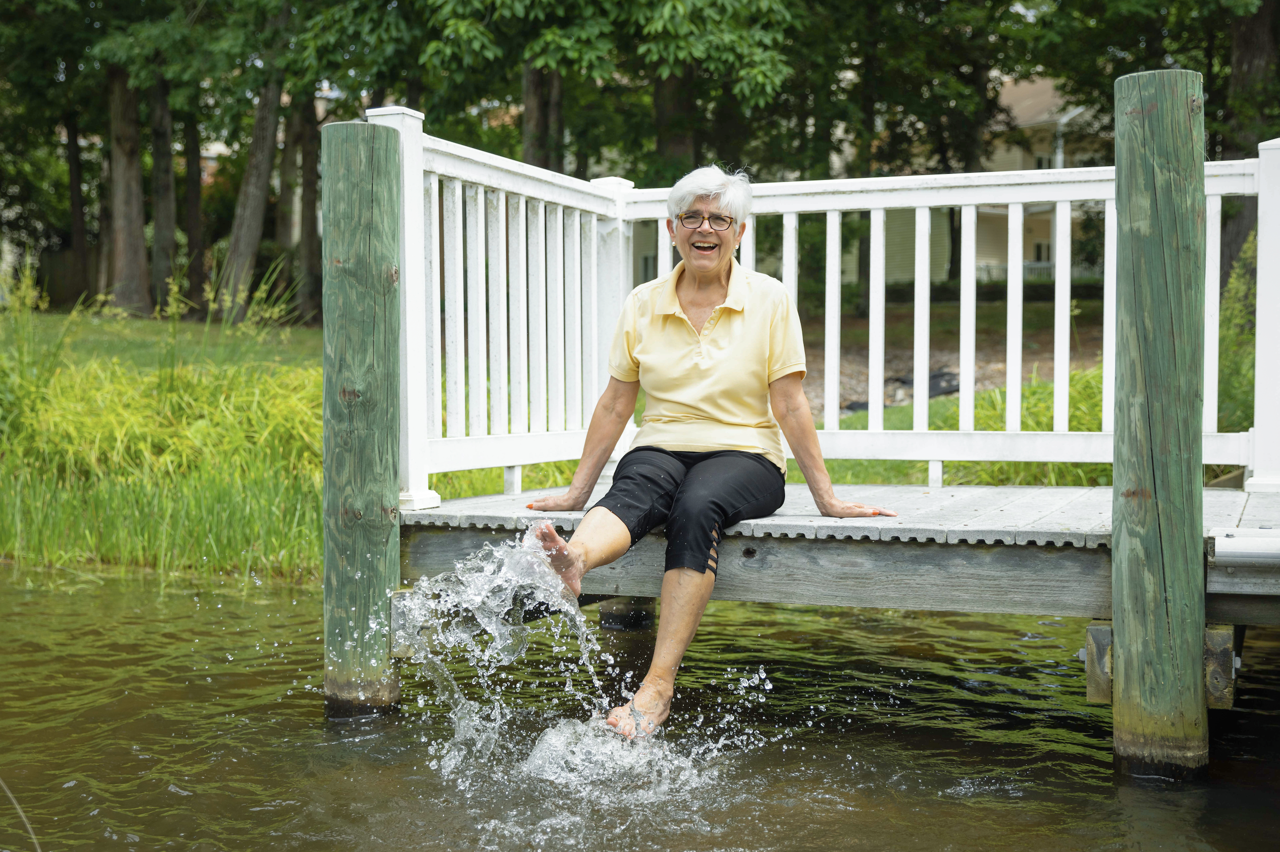 woman splashing in water